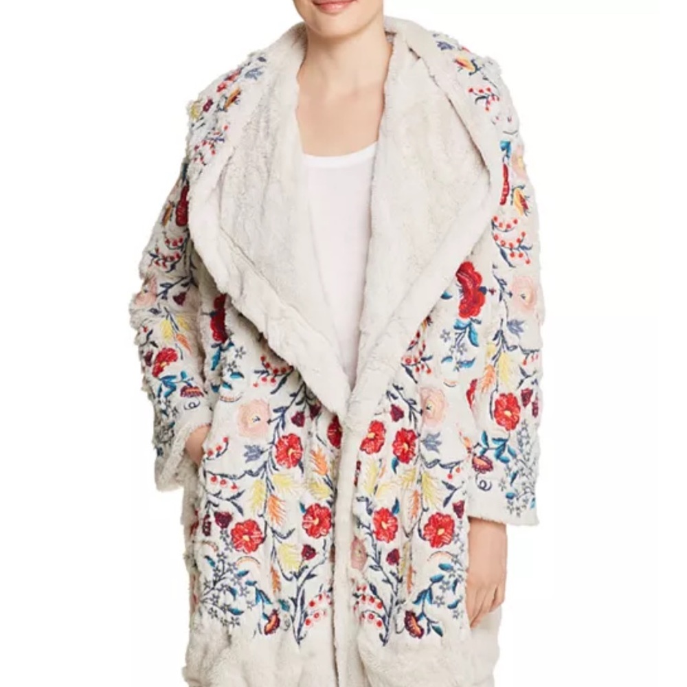 Gorgeous Johnny Was Gena Embroidered Faux-Fur Coat
